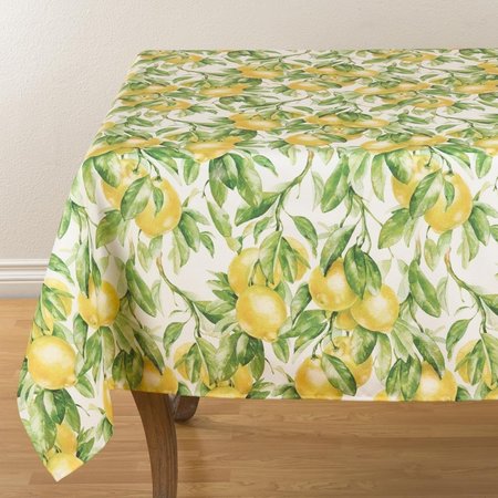 SARO LIFESTYLE SARO 1528.M5070B 50 x 70 in. Oblong Printed Tablecloth with Lemon Design 1528.M5070B